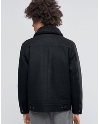 Мужской черный шерстяной бомбер от Weekday