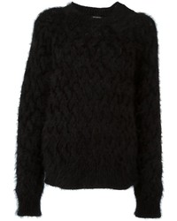 Женский черный шерстяной вязаный свитер от Balmain