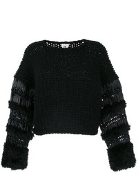 Женский черный шерстяной вязаный свитер от Comme des Garcons