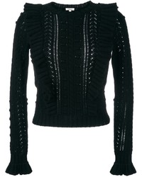 Женский черный шерстяной вязаный свитер от Manoush