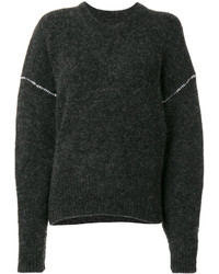 Женский черный шерстяной вязаный свитер от MM6 MAISON MARGIELA
