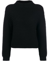 Женский черный шерстяной вязаный свитер от Moschino