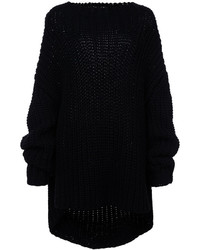 Женский черный шерстяной вязаный свитер от Oscar de la Renta