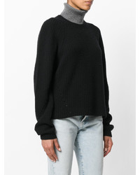 Женский черный шерстяной вязаный свитер от MSGM