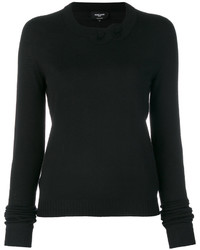 Женский черный шерстяной вязаный свитер от Rochas
