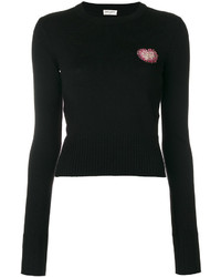 Женский черный шерстяной вязаный свитер от Saint Laurent