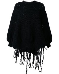 Женский черный шерстяной вязаный свитер от Simone Rocha