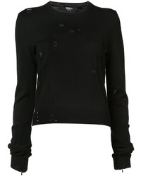 Женский черный шерстяной вязаный свитер от Yang Li
