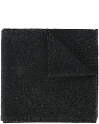 Черный шерстяной вязаный шарф