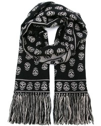 Мужской черный шерстяной вязаный шарф от Alexander McQueen