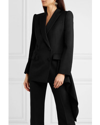 Женский черный шерстяной двубортный пиджак от Alexander McQueen