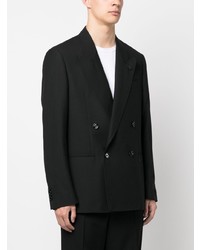 Мужской черный шерстяной двубортный пиджак от Lardini