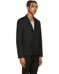 Мужской черный шерстяной двубортный пиджак от Pierre Balmain