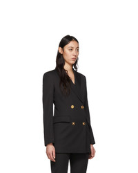 Женский черный шерстяной двубортный пиджак от Versace