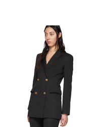 Женский черный шерстяной двубортный пиджак от Versace