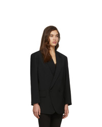 Женский черный шерстяной двубортный пиджак от Low Classic