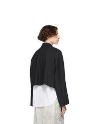 Женский черный шерстяной двубортный пиджак от Ys