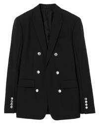 Мужской черный шерстяной двубортный пиджак от Burberry