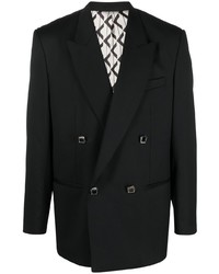 Мужской черный шерстяной двубортный пиджак от C Diem