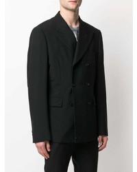 Мужской черный шерстяной двубортный пиджак от Comme Des Garcons Homme Plus