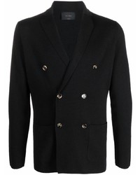 Мужской черный шерстяной двубортный пиджак от Dell'oglio