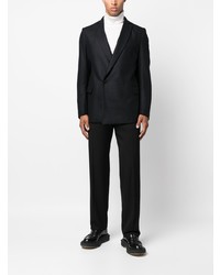 Мужской черный шерстяной двубортный пиджак от Costumein