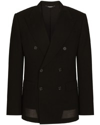 Мужской черный шерстяной двубортный пиджак от Dolce & Gabbana