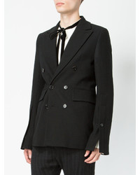 Мужской черный шерстяной двубортный пиджак от Ann Demeulemeester