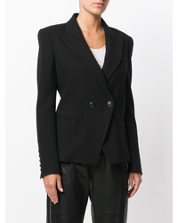 Женский черный шерстяной двубортный пиджак от PIERRE BALMAIN