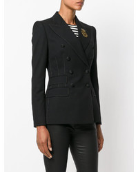 Женский черный шерстяной двубортный пиджак от Dolce & Gabbana