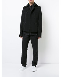 Мужской черный шерстяной двубортный пиджак от Ann Demeulemeester