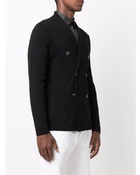 Мужской черный шерстяной двубортный пиджак от Dell'oglio