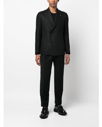 Мужской черный шерстяной двубортный пиджак от Tagliatore