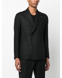 Мужской черный шерстяной двубортный пиджак от Tagliatore