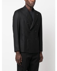 Мужской черный шерстяной двубортный пиджак от Tagliatore