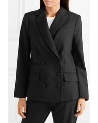 Женский черный шерстяной двубортный пиджак от Frame