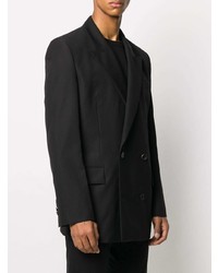 Мужской черный шерстяной двубортный пиджак от Juun.J