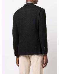 Мужской черный шерстяной двубортный пиджак от Lardini