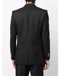 Мужской черный шерстяной двубортный пиджак от Balmain