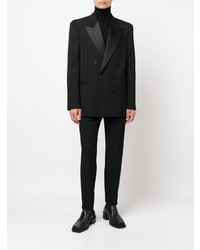 Мужской черный шерстяной двубортный пиджак от Saint Laurent