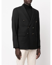 Мужской черный шерстяной двубортный пиджак от PT TORINO