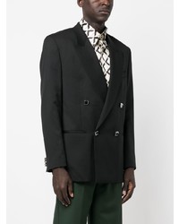 Мужской черный шерстяной двубортный пиджак от C Diem