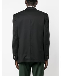 Мужской черный шерстяной двубортный пиджак от C Diem