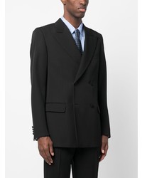 Мужской черный шерстяной двубортный пиджак от Lanvin