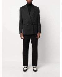 Мужской черный шерстяной двубортный пиджак от Lardini