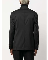 Мужской черный шерстяной двубортный пиджак от Lardini