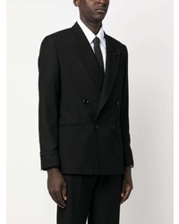 Мужской черный шерстяной двубортный пиджак от Lardini