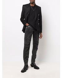 Мужской черный шерстяной двубортный пиджак от Balmain