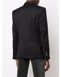 Мужской черный шерстяной двубортный пиджак от Balmain