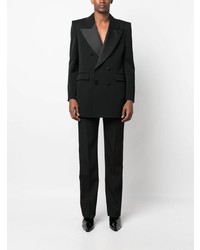 Мужской черный шерстяной двубортный пиджак от Saint Laurent